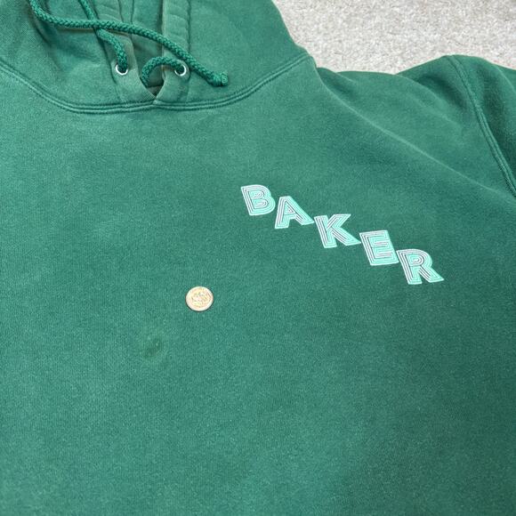 Vintage Baker Brand Skateboards Hoodie Spellout Sleeve Hit Skater Y2K Medium - Picture 8 of 9